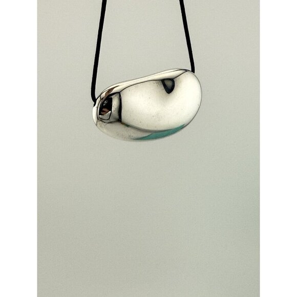 Tiffany & Co. Elsa Peretti 50mm Bean Necklace in Sterling Silver on Silk 19" - Picture 10 of 10